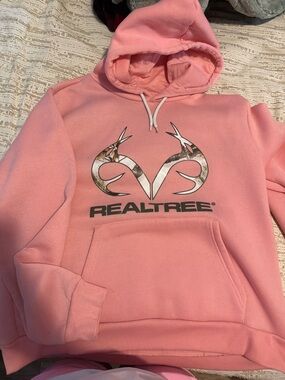 Realtree Pink Pullover Hoodie with Camo Antler Logo
